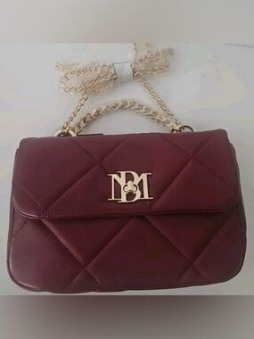 Badgley Mischka Quilted Burgundy Crossbody with Gold Hardware